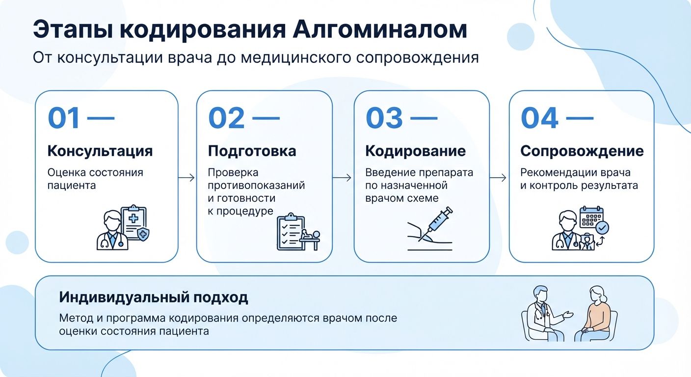 Кодирование препаратом «Алгоминал» в Дагомысе инфографика